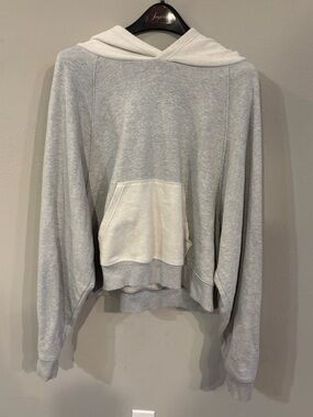 aerie Light Gray Hoodie with Cream Pocket